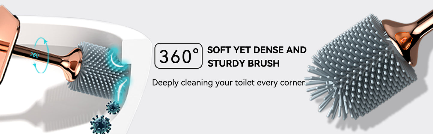 Aokala Toilet Brush And Holder, Elegant Toilet Bowl Brush Set with Ergonomic Long Handle, Modern Bathroom Decor Cleaning Accessories, Durable, Deep Cleaning Christmas Gifts/Halloween Gifts! - Black & White