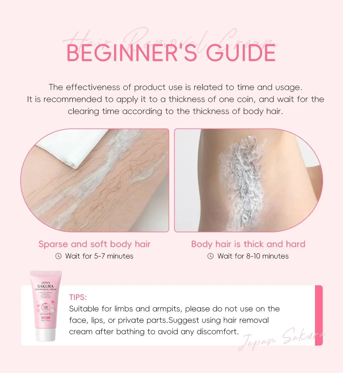 Nouveau Sakura crème d'épilation rapide indolore croissance des cheveux inhibiteur épilatoire bras aisselles jambes zones intimes Permanen hommes femmes