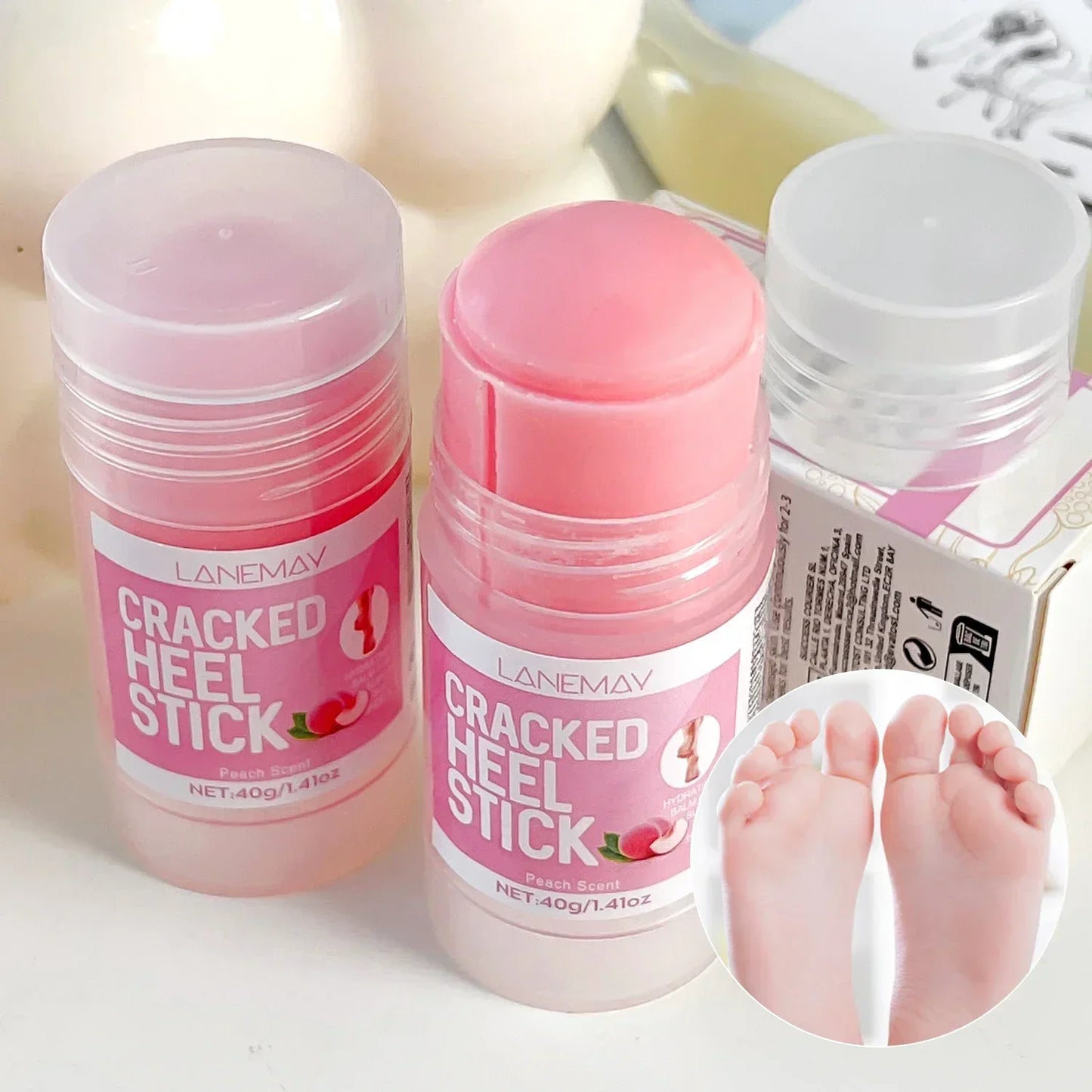 Crème Hydratante en Profondeur pour les Pieds Secs et Craquelés, Talon, Doux, Adoucissant la Peau, Fruité, Soins des Mains et des Pieds, Outils en Bâton, 40g