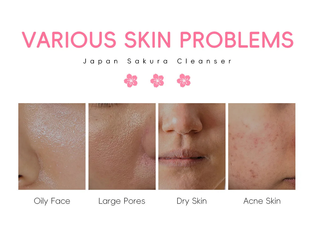 LAIKOU japon Sakura nettoyant doux nettoyage en profondeur contrôle de l'huile hydratant rétrécit les Pores visage soins de la peau nettoyant pour la peau 50g